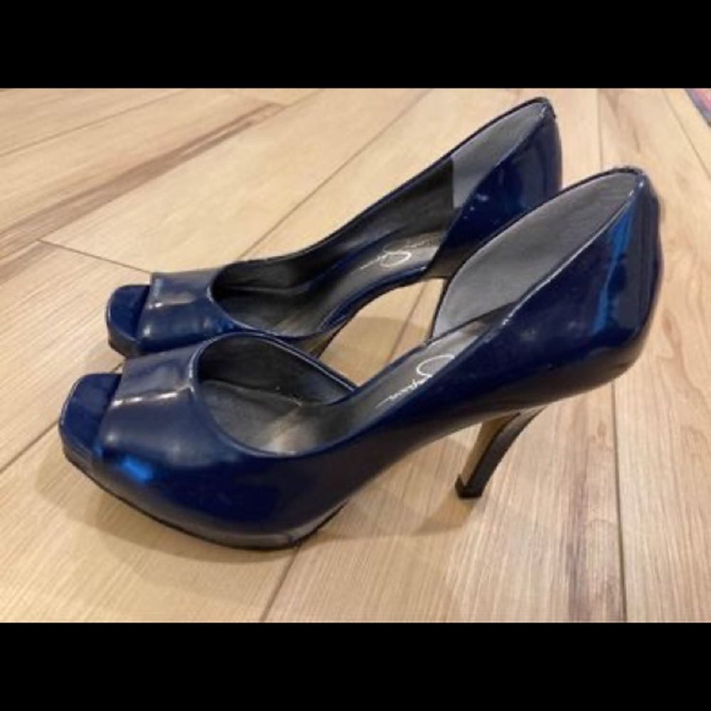 Navy Jessica Simpson Peep Toe Heels